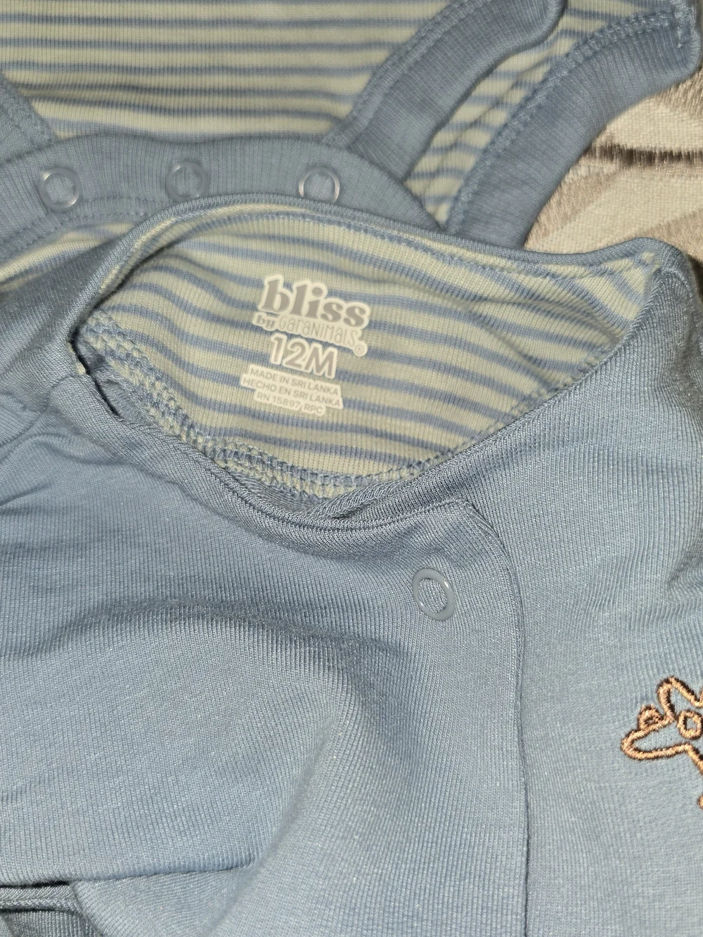 Blue Baby 3-Piece Outfit Set - Striped Bodysuit, Blue Jacket, Light Blue Pants